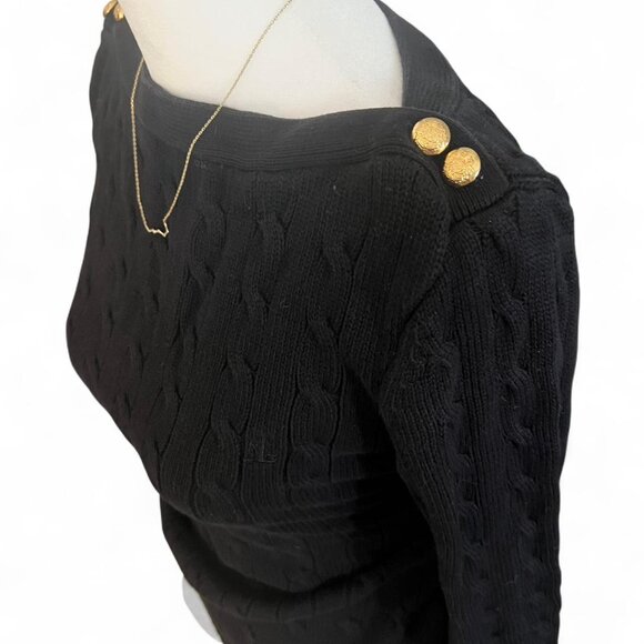 ralph lauren black cable knit sweater - Picture 3 of 5